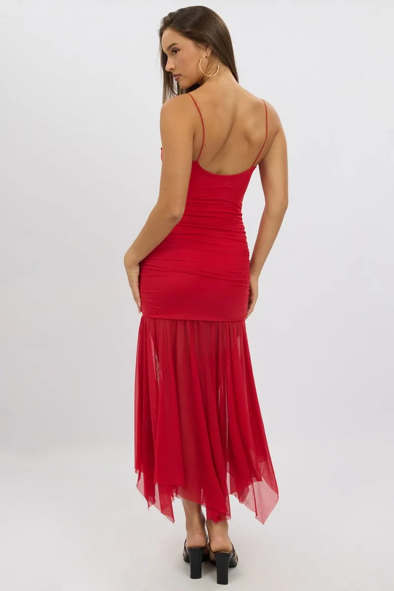 MultiDirectionalFlex Red Bodycon Dress Singlet Maxi