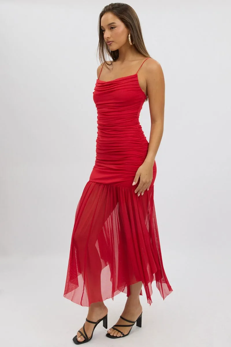 Red Bodycon Dress Singlet Maxi OrganicCotton NonRestrictiveFit