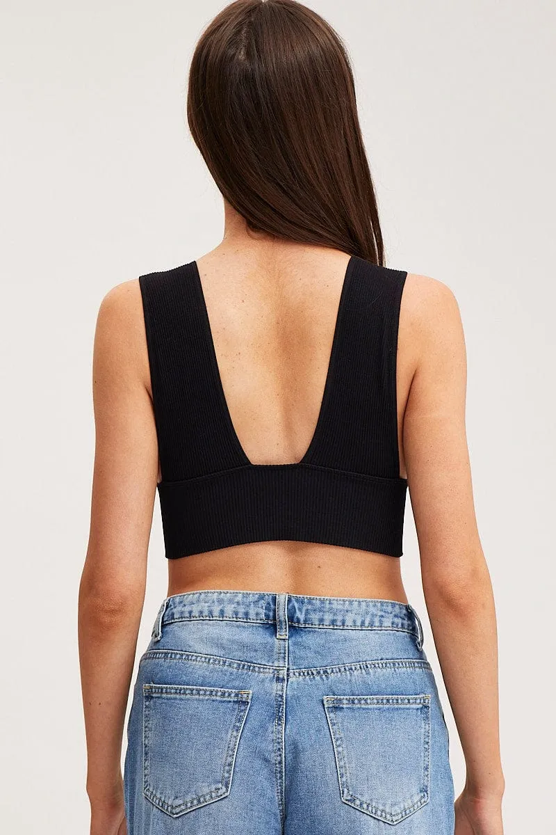 Black Tank Top Sleeveless Seamless Simple Layering