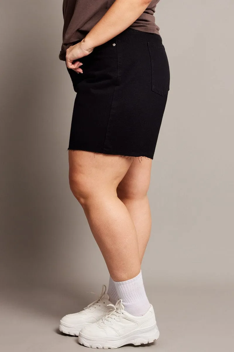 QuickDry Black Longline Shorts High Rise Relaxed Fit Raw Hem