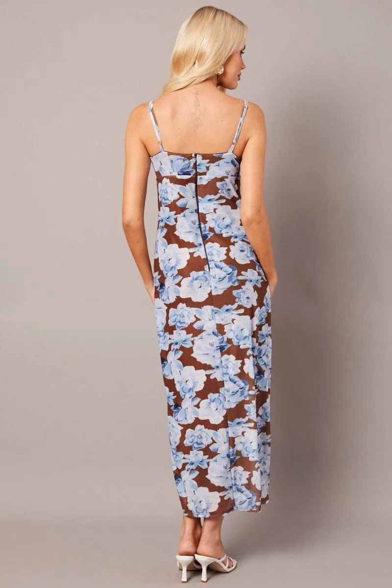 Multi Floral Bodycon Dress Singlet Midi QuickRelease Closure Fairy Touch