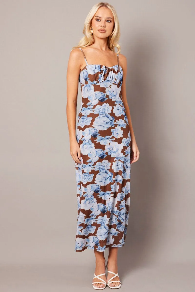 Multi Floral Bodycon Dress Singlet Midi QuickReleaseClosure
