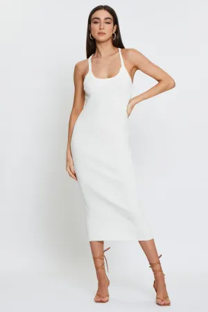 White Knit Dress Midi Relaxation Wear