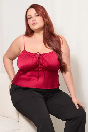 AbrasionResistantClothing Red Satin Cami Top Ruched Bust