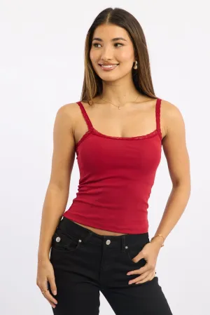 Comfy Style Creative Flow Red Lace Tank Top Sleeveless