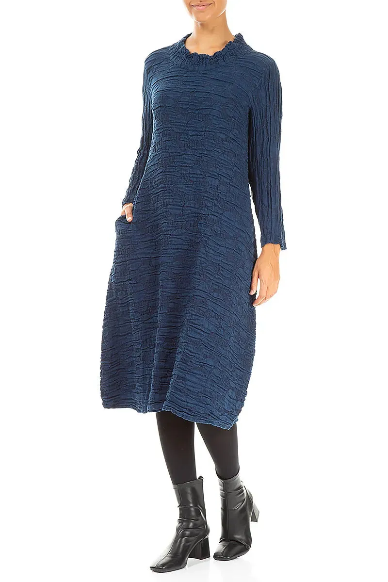 Velvet Soul Royal Blue Circle Silk Linen Dress