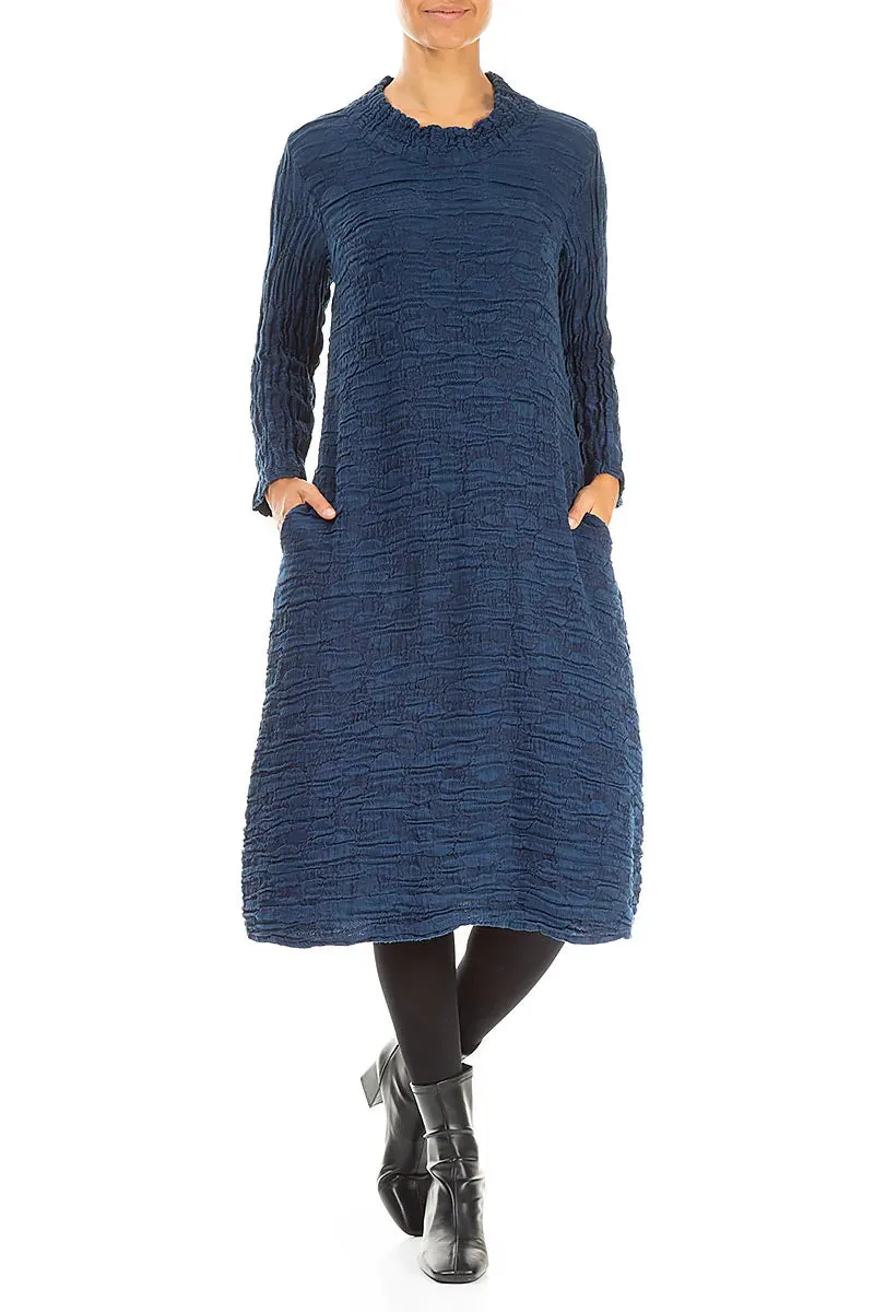 Youth Glow Royal Blue Circle Silk Linen Dress