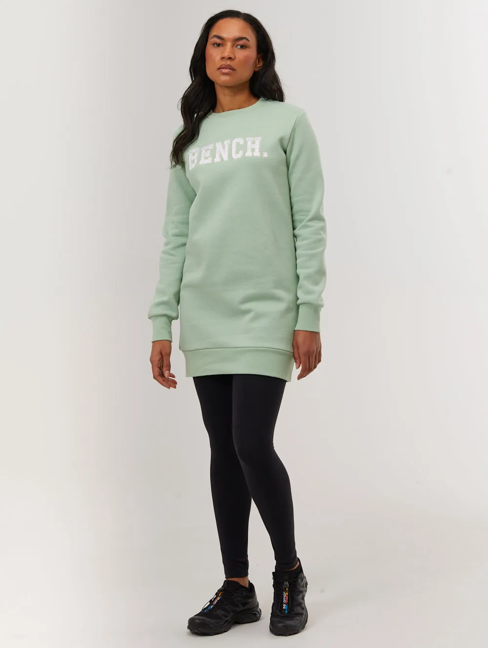 Trend Vibe Urlenne Collegiate Logo Crew Neck Sweatshirt Dress