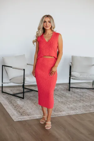Andri Knit Skirt - Deep Coral Versatile Styling