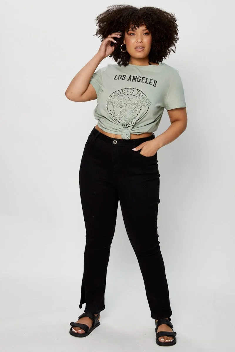 Green Graphic T-shirt Short Sleeve Cotton Smart Layer