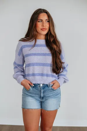Casual Chic Look Aubriana Striped Sweater - Lavender Mix