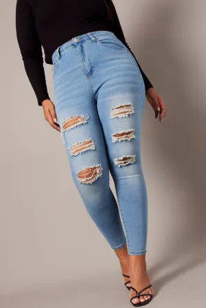 Essential Wardrobe standard fit Denim Skinny Jeans High Rise Distressed