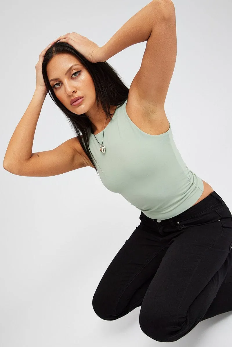 Green Supersoft Tank Sleeveless SmoothGripFastenings Utility Jacket