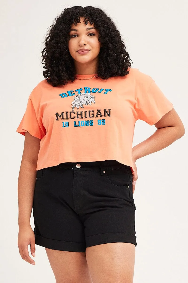 Orange Short Sleeve Crop T-shirt On-the-Go Comfort