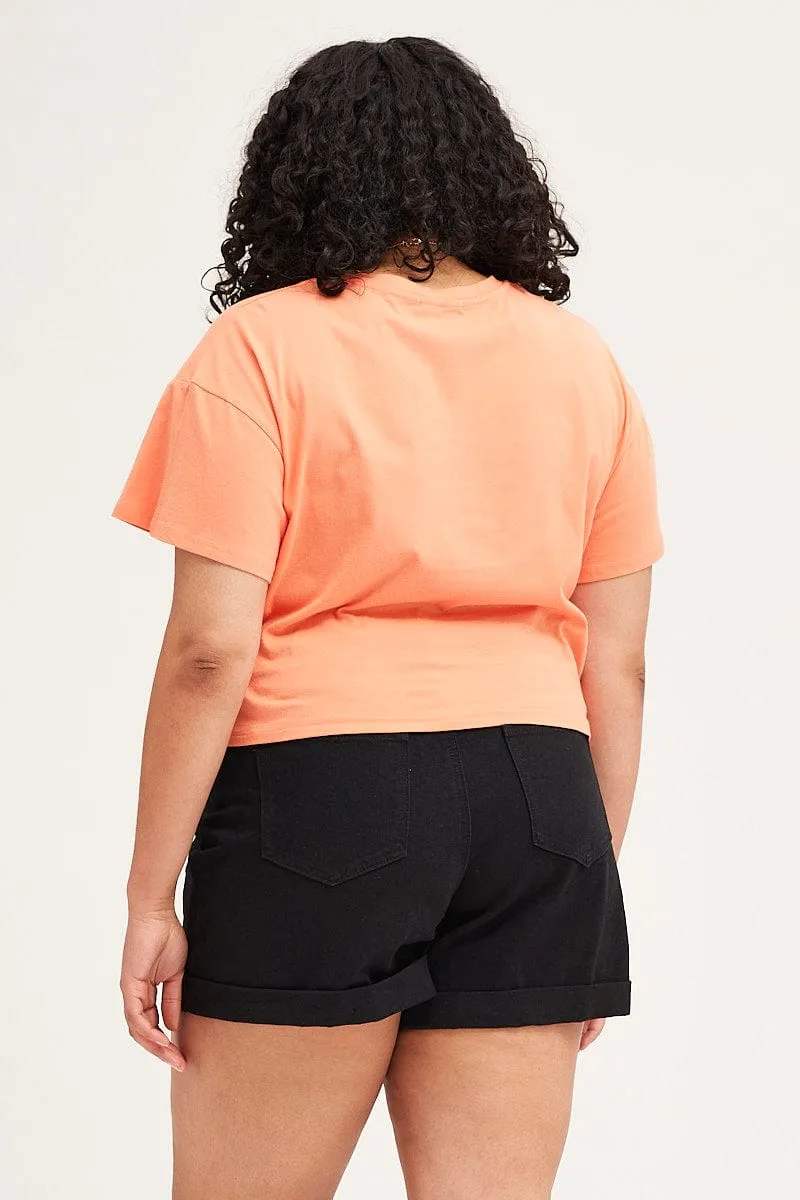 Orange Short Sleeve Crop T-shirt Comfy Apparel