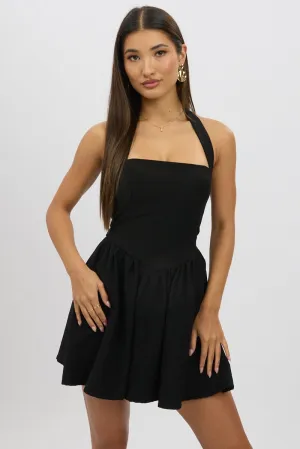 Trendy Vibes Black Halter Neck Mini Dress