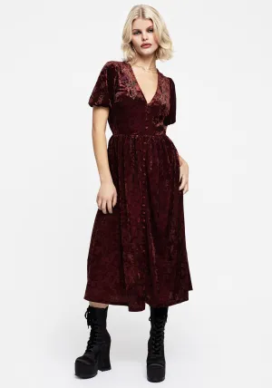 Essence Crushed Velour Button Up Midi Dress Shell Path