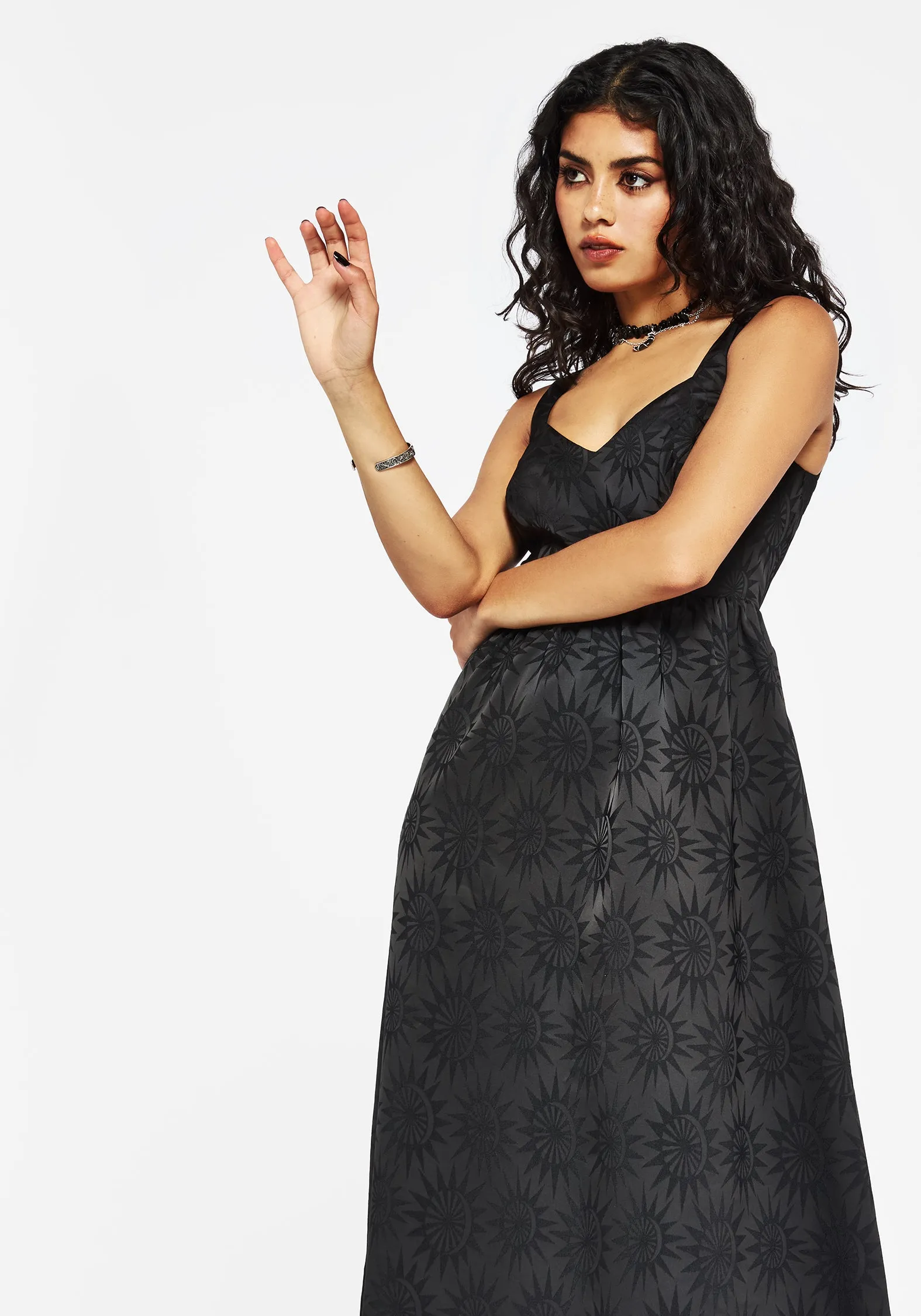 Dinner Date Semine Celestial Printed Cami Midi Dress