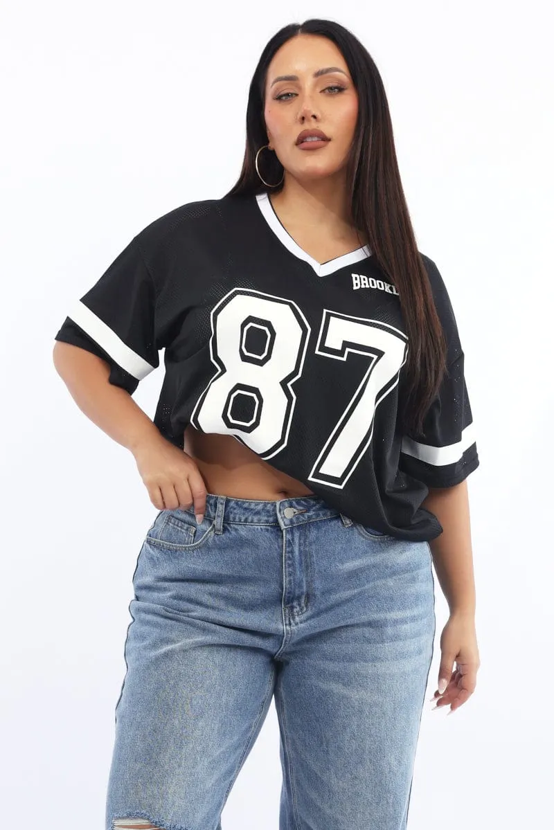 Black Graphic T-shirt Short Sleeve V-neck Thermoregulating Fabric Comfy Vibes