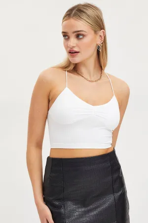 Kind Soul Effortless Style White Singlet Crop Top Seamless