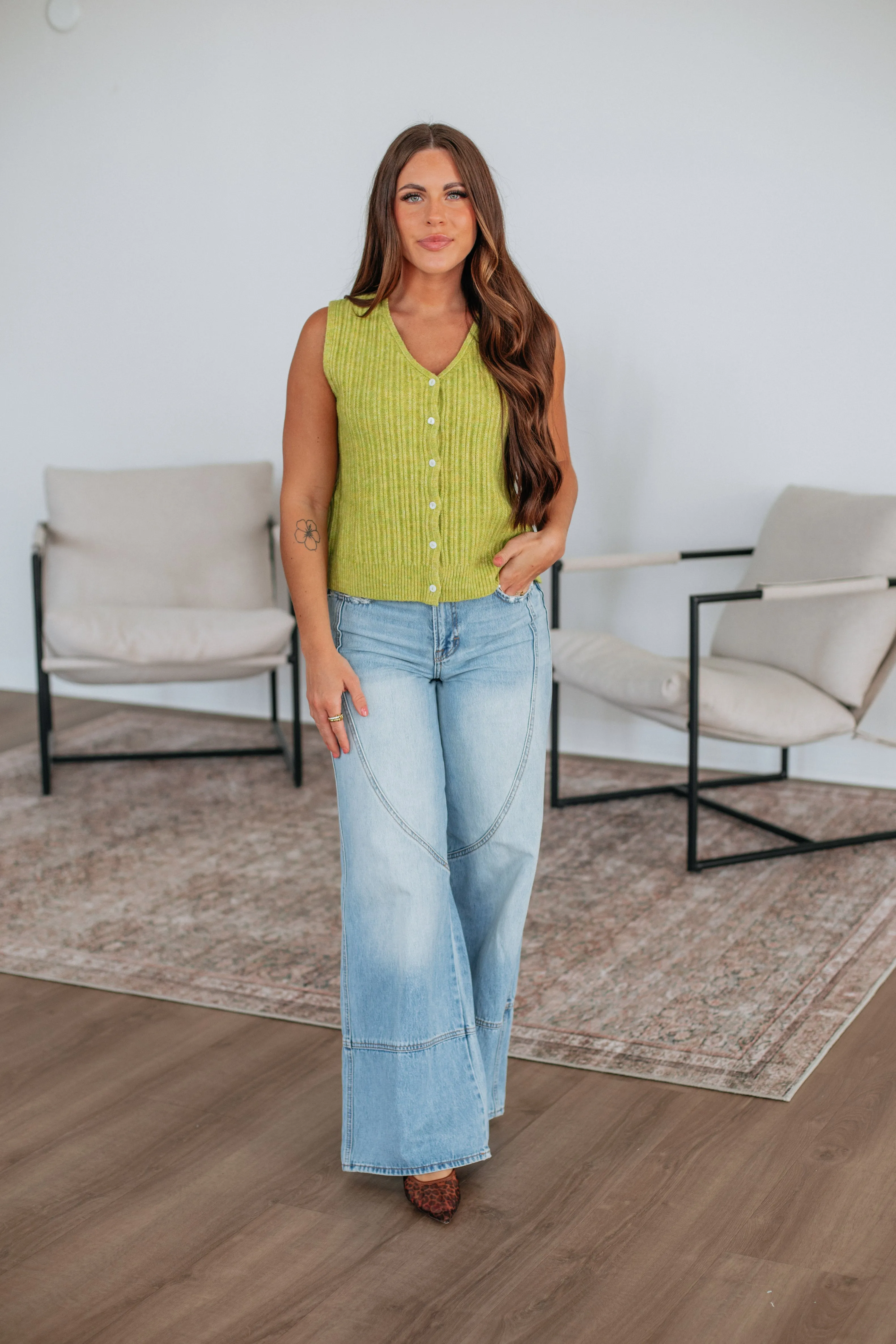 Mina Sweater Vest - Lemongrass Lightweight Thermal Quick drying material