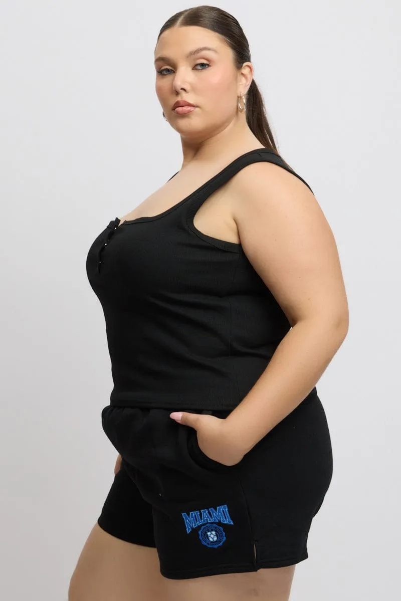 Black Tank Top Scoop Neck Button Down Myth Glow Fast Fit