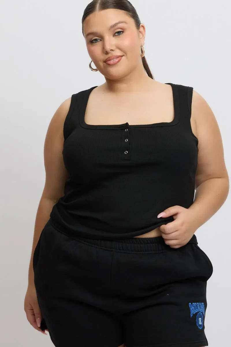 Black Tank Top Scoop Neck Button Down Casual Protection