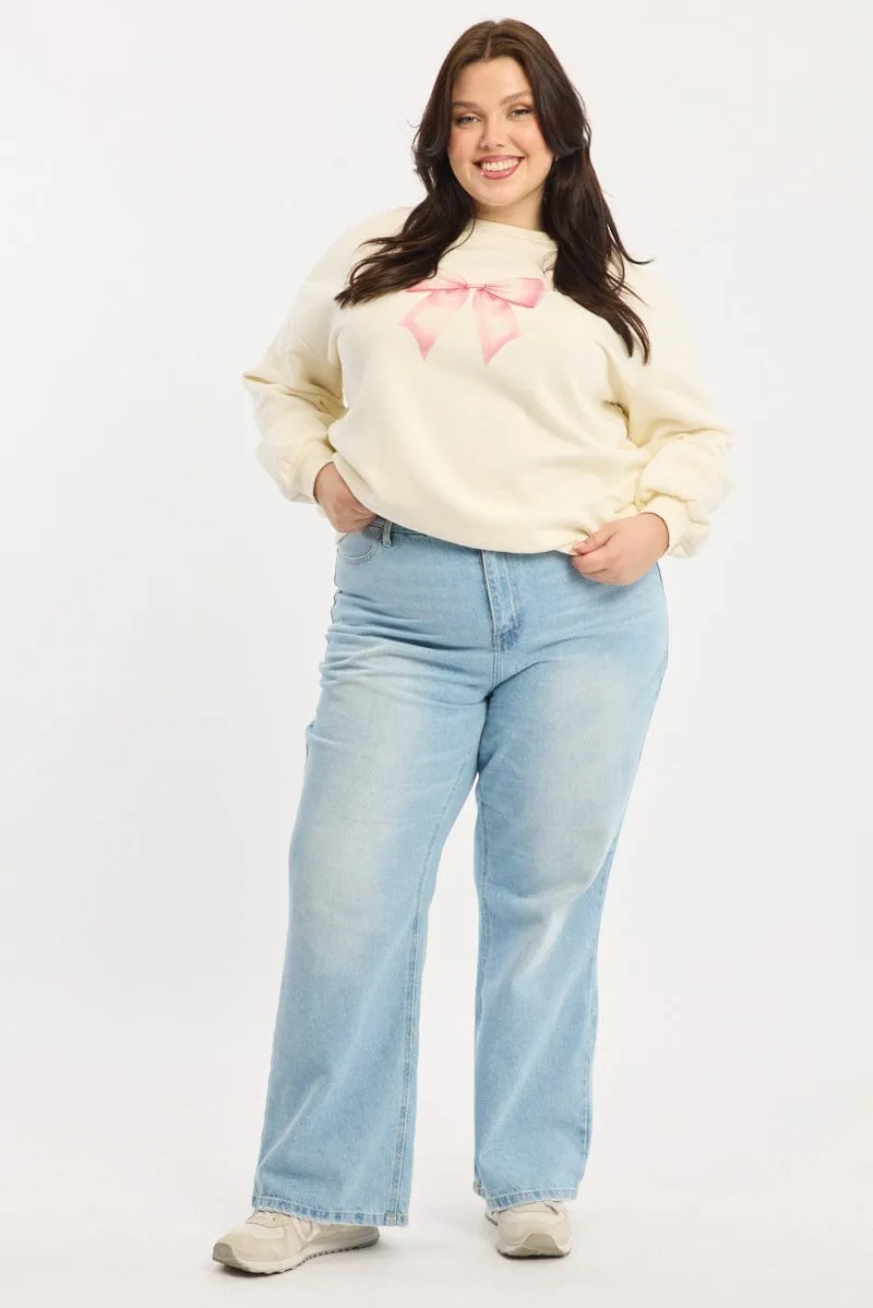 Fashionable Vibes White Sweatshirt Long Sleeve Crew Neck