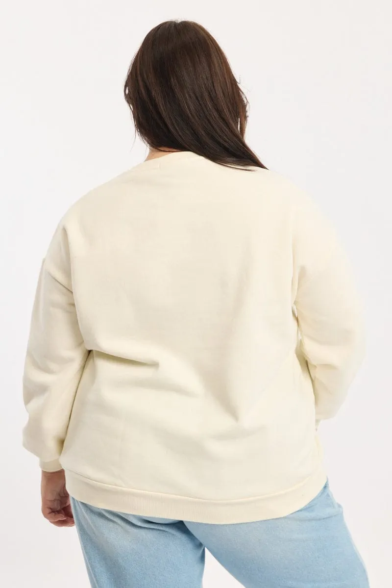 High-Quality Fabric Timeless Relaxed White Sweatshirt Long Sleeve Crew Neck