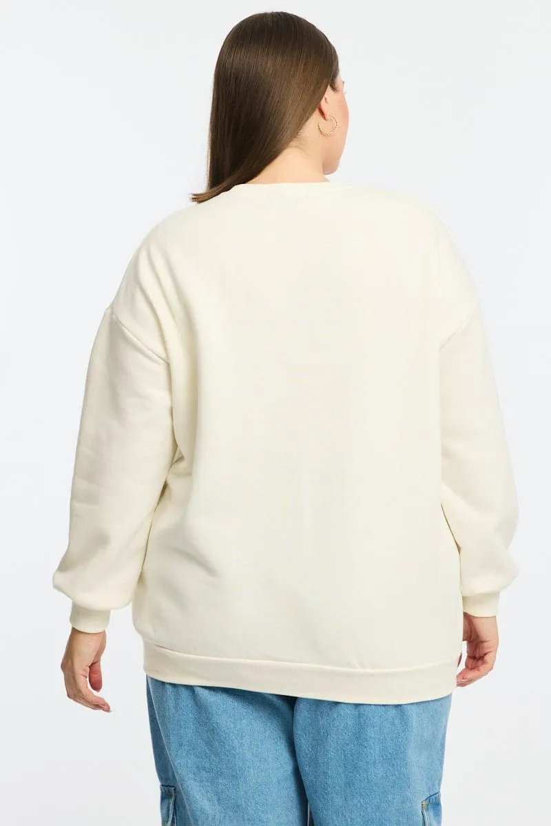 White Sweatshirt Long Sleeve Unique selling points Formal Casual