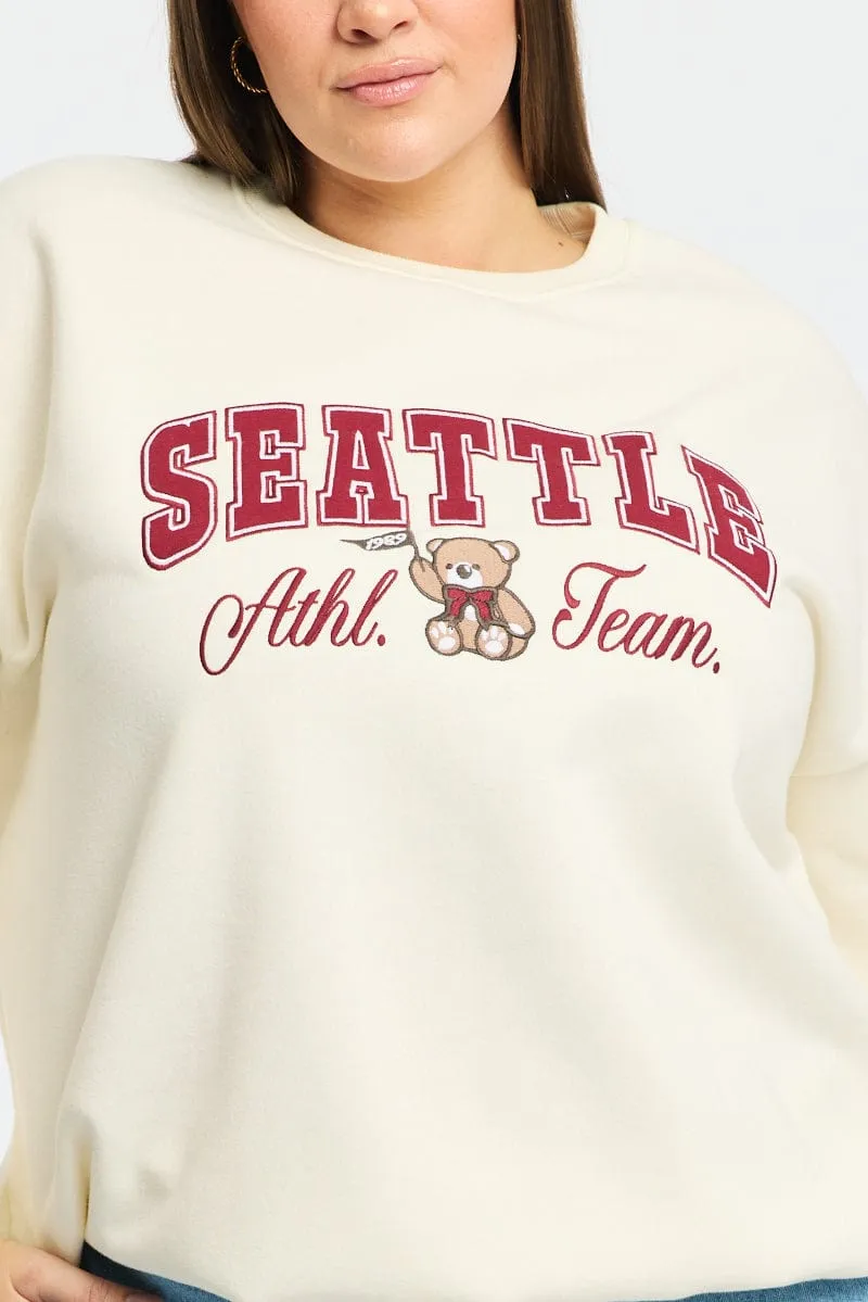 Timeless Look White Sweatshirt Long Sleeve