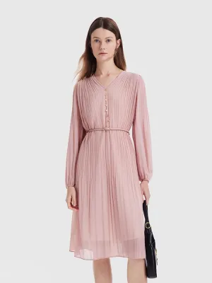 Pink Ruched Midi Dress With Belt Bazaar Lane
