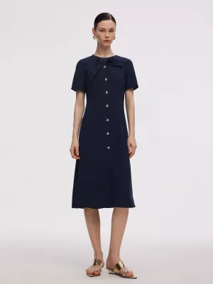 Easygoing Outfit Picnic Shade Triacetate Bowknot Women Gathered Waist Midi Dress