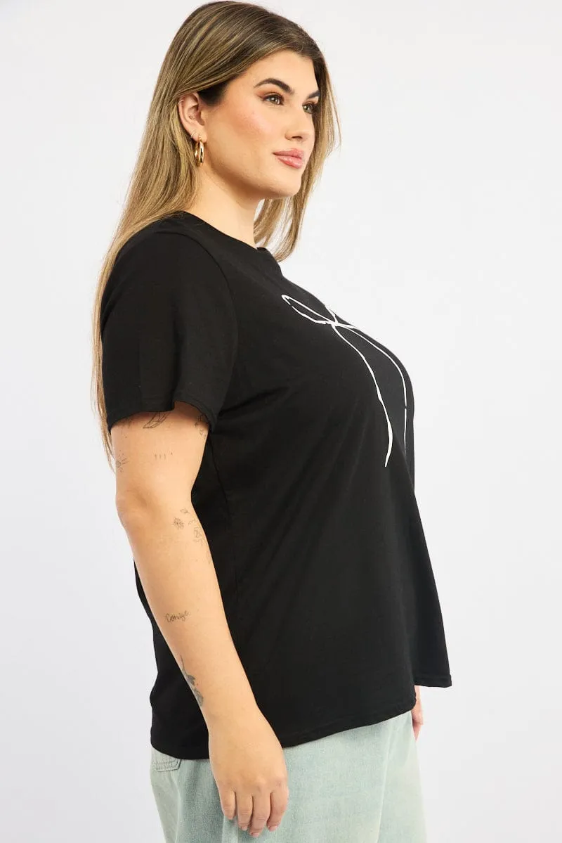 Black Graphic T-shirt Short Sleeve Cozy Wardrobe