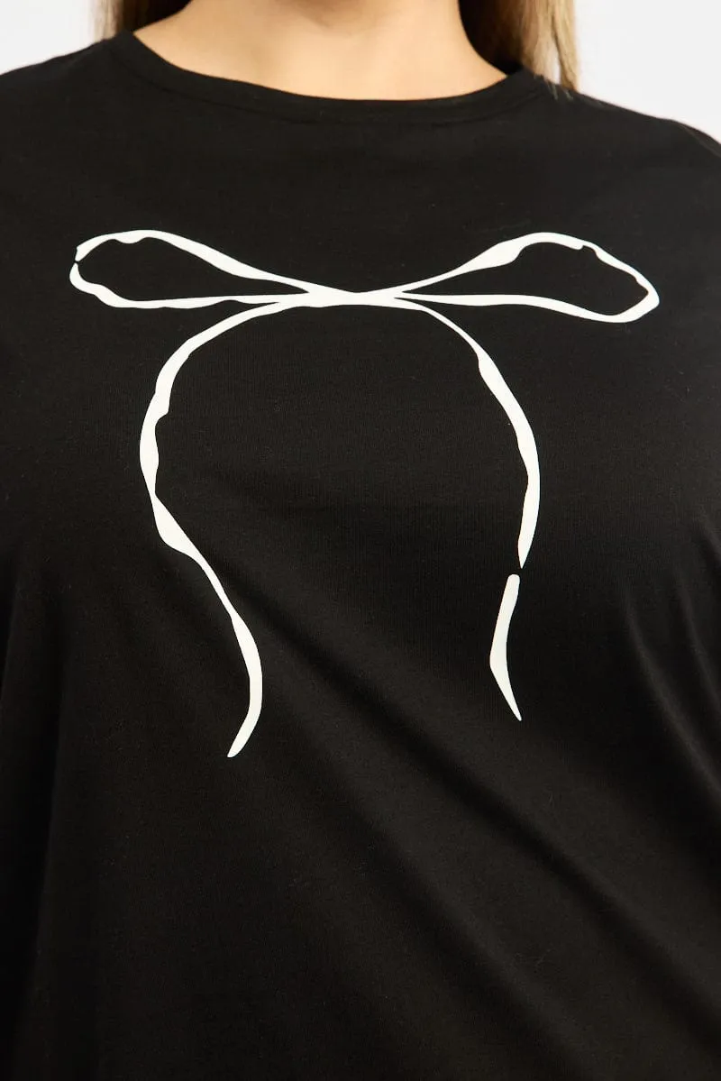 Perfect for Outdoors Black Graphic T-shirt Short Sleeve