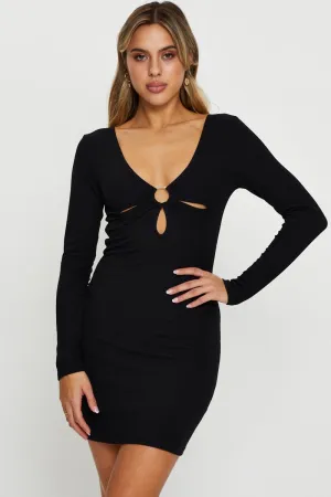 Flirty off-the-shoulder mini Black Cut Out Detail Mini Dress