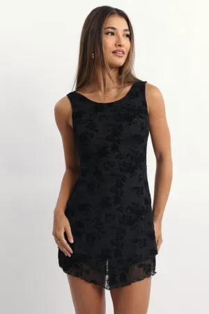 Sleek Fashion Perfect For Summer Black Mini Dress Burn Out