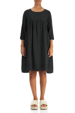 Flared Black Linen Dress OdorControlTech