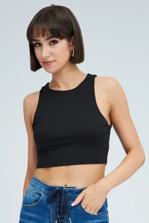 Story Mood Black Tank Top Crew Neck Supersoft