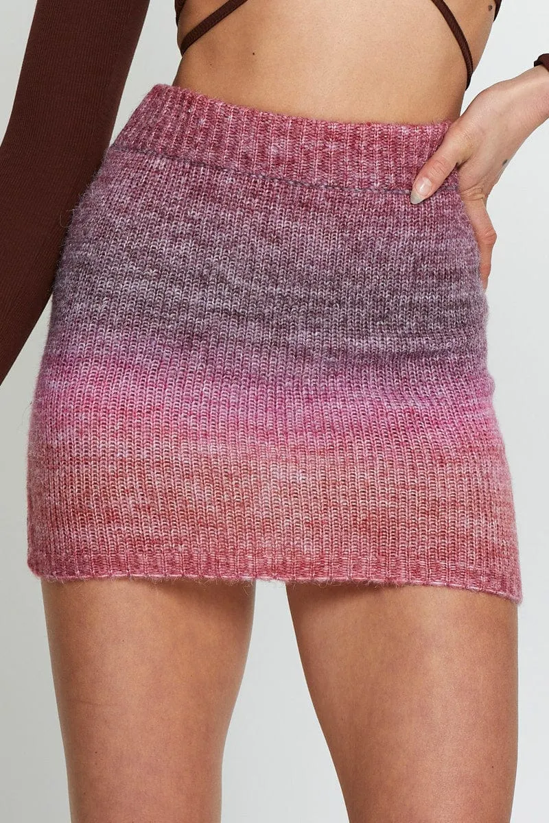 Chic Attire Pink Knit Skirt Mini