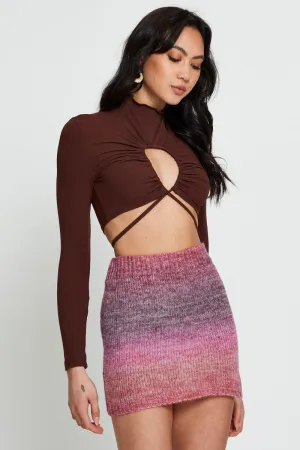 Pink Knit Skirt Mini Chill Wear Machine washable