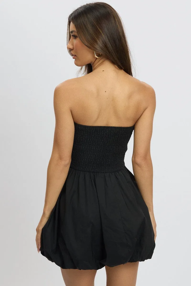 Black Bubble Mini Dress Strapless Star Heat