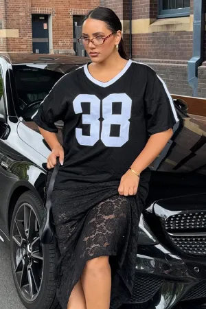 Effortless Wearable Black Graphic T Shirt Short Sleeve V Neck