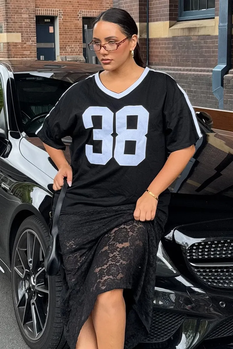 Effortless Wearable Black Graphic T Shirt Short Sleeve V Neck