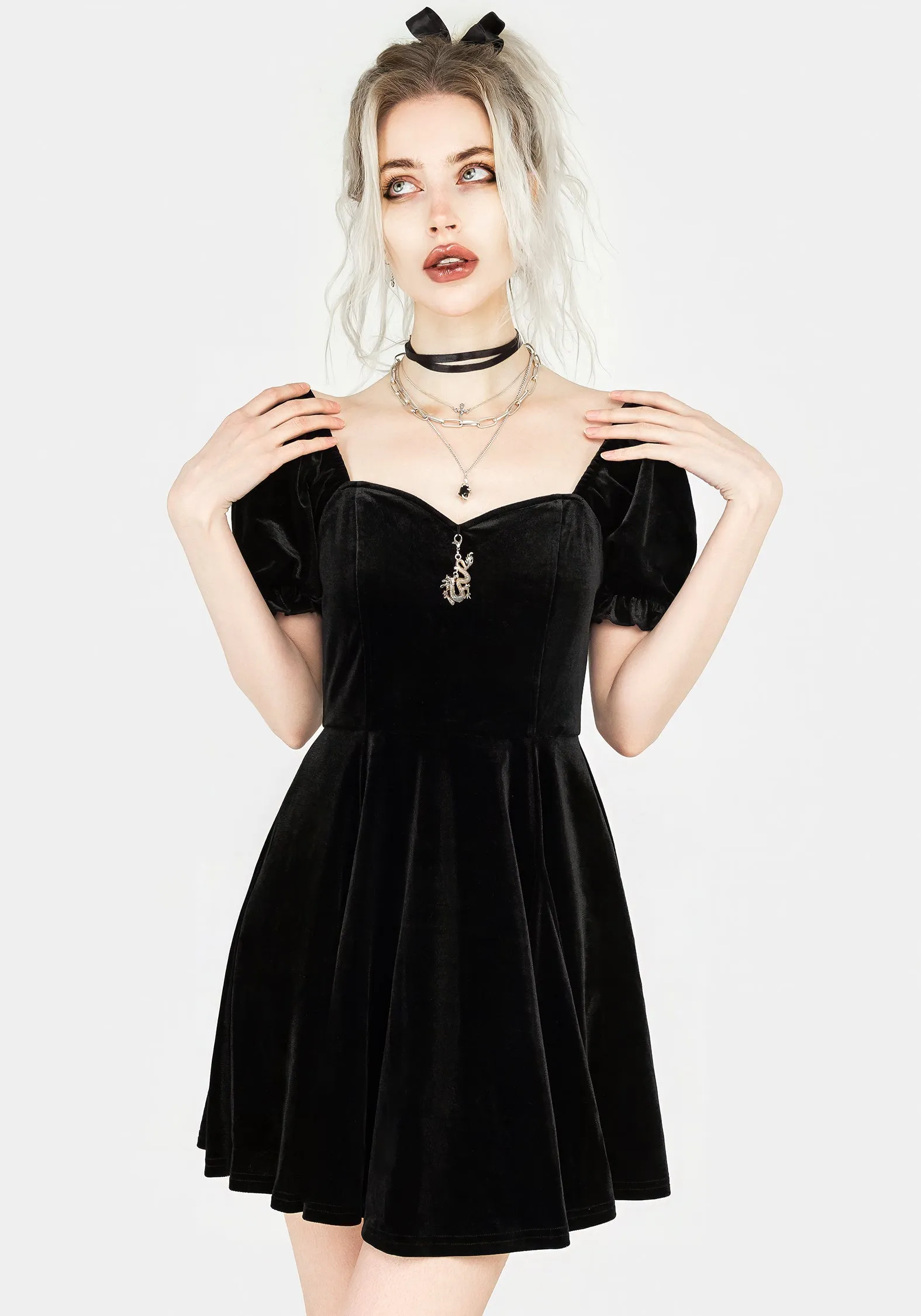 Drakon Velour Corset Mini Dress Sunset Glam