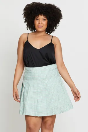 Airy Feel Mix Culture Check Mini Tennis Skirt Pleated