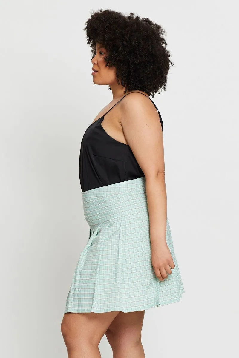 Smooth Look Subtle Mood Check Mini Tennis Skirt Pleated