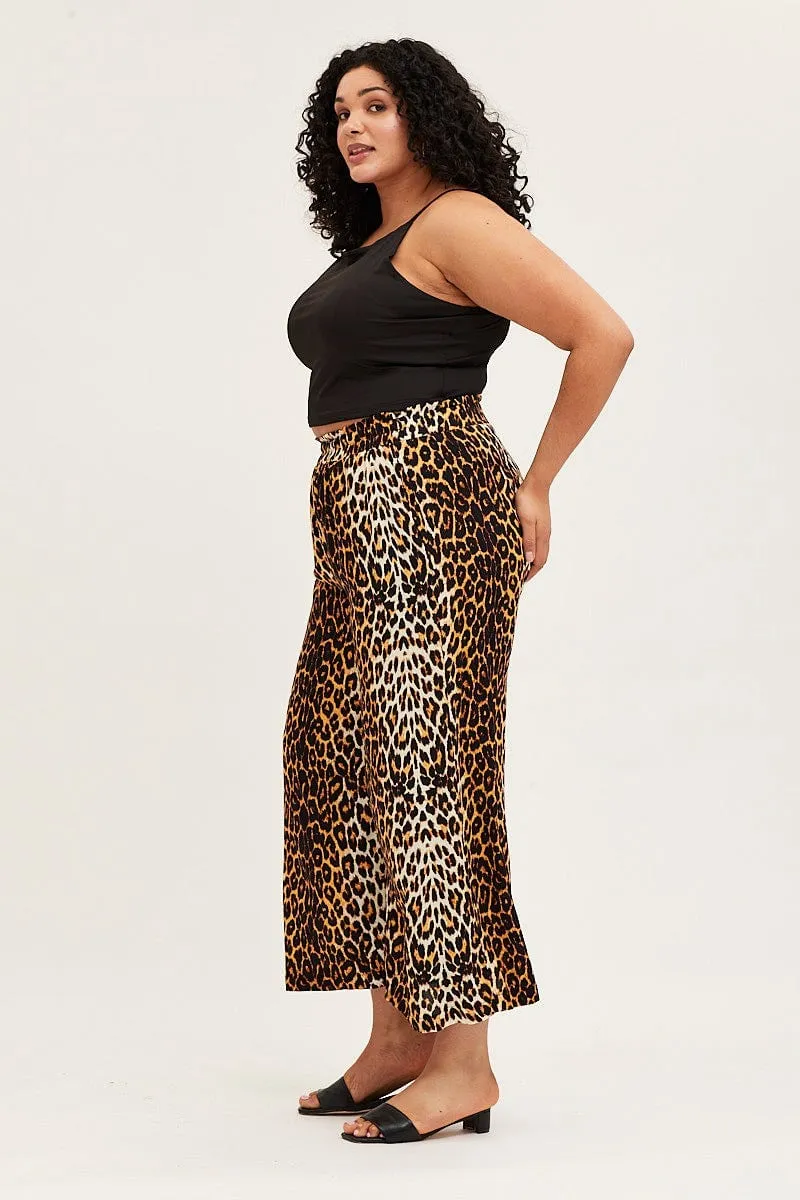 Simple Comfort Animal Print Wide Leg Pants High Rise Full Length