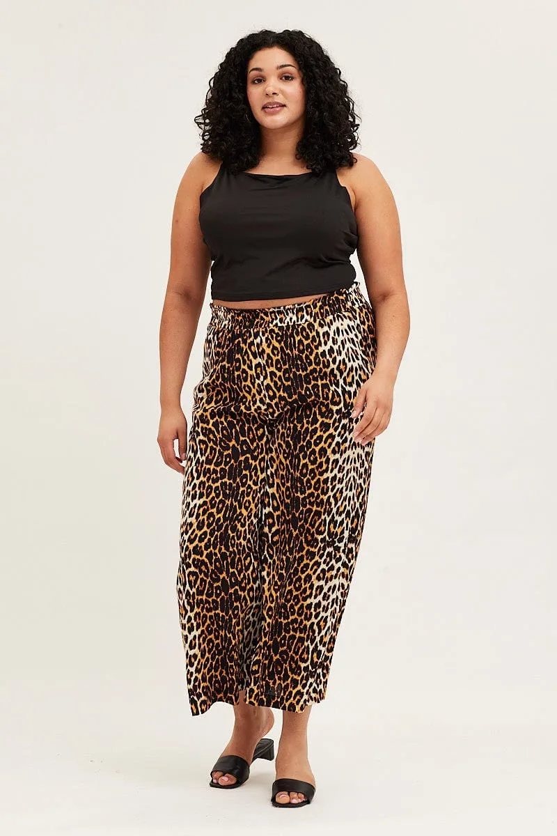 Animal Print Wide Leg Pants High Rise Full Length SnagFreeFabric HeatRegulatingLining