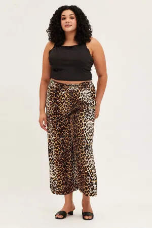 Stay Flexible Animal Print Wide Leg Pants High Rise Full Length